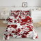 Rotes Batik-Bettwäsche-Set, volle Größe, Halloween-Dekor, 3-teiliges Bettwäsche-Set für Kinder, Teenager, Jungen, Schlafzimmer, Gothic-Horror-Stil, Cartoon, handbemalt, Graffiti-Daunendecke mit 2