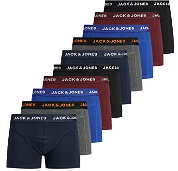 JACK & JONES Male Boxershorts 10er-Pack einfarbige, Farbe:Mehrfarbig, Größe:S