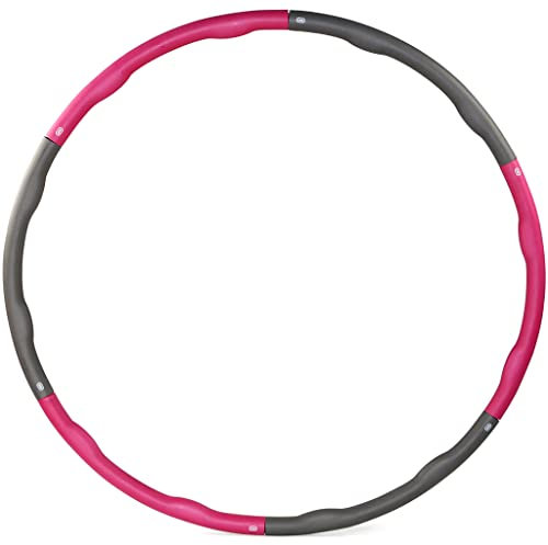 Sporttrend 24® Gymnastikreifen 1,2 kg, 1,5 kg, 1,8 kg | Gewichtsreifen, Bauchmuskeltraining, Fitness, Abnehmbare Segmente (Grau-Pink, 1,5 kg)