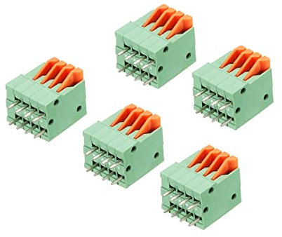 sourcing map 5 Packungen PCB Federklemme Blockanschluss KF141V 150V 2A 2.54mm 4 Positionen für Leiterplatten Elektronik Computer