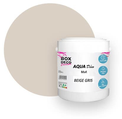 BOX DECO COULEURS Peinture murale acrylique aspect mat Aqua Déco - 2,5L, Beige Gris