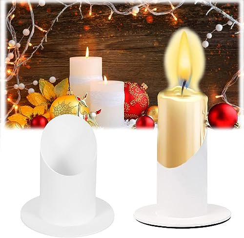2 Stück Kerzenständer Kommunionkerze Weiß Kerzenständer aus Metall Candlelight Dinner Kerzenhalter Stabkerzenhalter Deko Vintage Runder Kerzenhalter für Stabkerze Kommunionkerze Taufkerze 4 cm