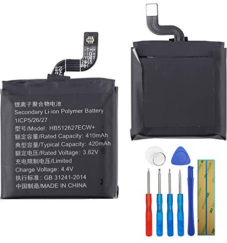 E-yiiviil Batería de repuesto HB512627ECW+ compatible con Huawei Watch GT 46 mm FTN-B19 420 mAh con herramientas