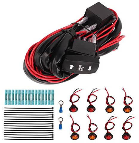 Interruptor basculante de señal de giro, ON Off ON DPDT Interruptor de palanca de señal de giro con arnés 40ft, ATV UTV RV Vehículo todo terreno Pickup Tractor (Interruptor de