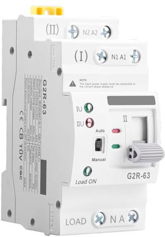 Jadeshay Interruptor de Transferencia Automática de Doble Potencia ATS Alimentación Ininterrumpida Cambio Automático AC220V 63A Interruptor Selector Eléctrico para Domésticas e Industriales