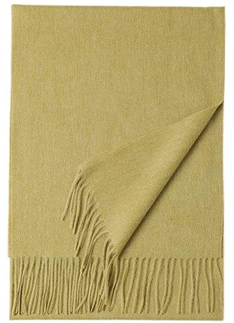 Momooda Schal Damen Winter Schal aus 100% Wolle, Weich, Warm, Wickelschal, Modische Schals, Schals mit Quaste, Senf