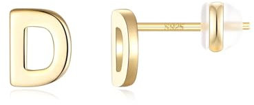 TINGN Ohrstecker Ohrringe Silber 925 Mädchen Kinder, D Buchstaben Medizinische Ohrstecker Gold Ohrschmuck für Kleine Mädchen Tochter Kinder Muttertag Geburtstag Geschenke für Frauen Herren