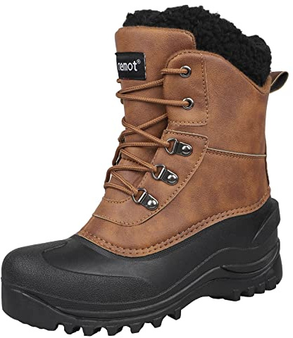riemot Bottes de Neige Femme Hommes Confortable Chaussures de Hiver avec Fourrure Antidérapant Chaude Cuir Neige Bottines Impermeabilisant Chaussure Randonnée Boots de Trekking Outdoor
