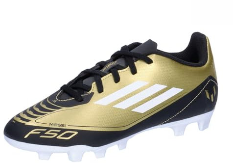 adidas Unisex Kids F50 Club Messi Football Boots Flexible Ground, Gold/Footwear White/Carbon Black, 7.5 UK Child