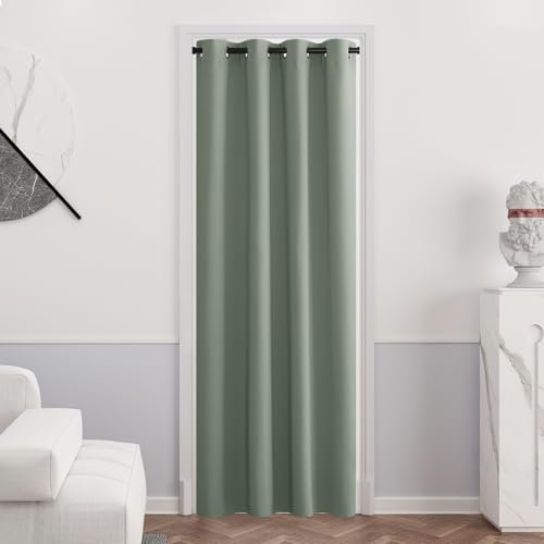 PONY DANCE Verdunklungsvorhänge Salbeigrün 1 Stück H 240 x B 140 cm Thermovorhang Hitzeschutz Blickdichte Gardinen Schlafzimmer Lichtundurchlässige Vorhänge mit Ösen