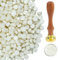 Tomgenrine 420 PCS Perle weiß Abdichtung Wachs Perlen Kit,mit 1PCS Erdbeeren Abdichtung Wachs Stempel mit abnehmbaren Messingkopf Holzgriff für die Herstellung von Brief Grußkarten und Party-Einladung