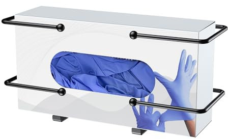 niffgaff Glove Box Scacco a parete Montaggio - Porta guanto nero per vasca da guanto usa e getta e scatola di tessuto, organizzatore di valigette per laboratorio, cucina, porta guanto medica sul muro