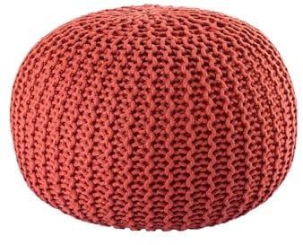kreatives Wohnen Pouf Premium ø45cm Sitzhocker Strickpouf Innen Terrasse Pool Garten nachhaltig Terracotta - Ginger