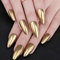 U-Shinein Press On Nails, Mirror Fake Nails, Oval False Nails, Super Metallic Luster Full Cover Nail Art Stick-On Nails, Festival Nail Gift for Women Girl, 01 Gold