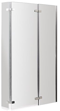 Balterley 760 x 1400mm L-Shaped Bath Shower Screen, Shower Screens for Baths, 5mm Chrome Toughened Safety Bath Door Screen, Swing Out Centre Hinge & Return Panel, Reversible Door Screens (Chrome)