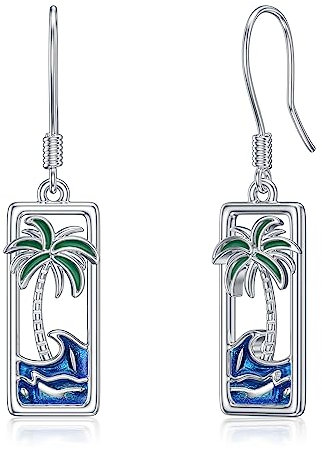 YFN Palm Tree Earrings Sterling Silver Palm Tree Dangle Earrings Beach Jewelry for Women Ocean Gifts for Mom