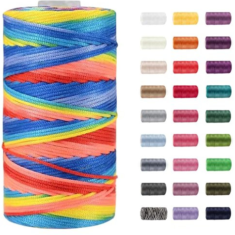 CAMAL Polypropylene Garn 1,5mm x 200m Häkelgarn für Taschen Makramee Garn für Handtasche Häkeln Polypropylene Yarn für Handwerk Wohndekorationen, Platzteller, Umhängetasche (Regenbogen)