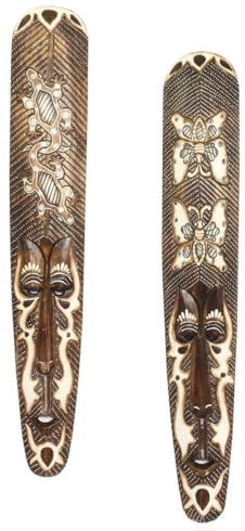 Oriental Galerie 2er Set Afrika Ethno Wandmaske Holzmasken Maske Handgeschnitzte Exotische Deko 100 cm
