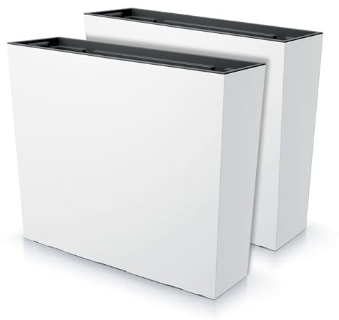 IMJ-Global Set di 2 Vasi per Fiori Piante Rettangolari Urbi Case T In Plastica 58x18x49,8cm Da Interno Esterno Bianchi 44 Litri Design Moderni
