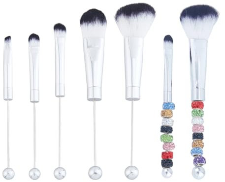 SUPERFINDINGS Kit de Pinceaux de Maquillage Perlés Pinceaux Cosmétiques de Maquillage à Faire Soi Même Comprenant 5 brosse et 48 perles en Strass pour Femme Adulte Sœur Pinceau de Maquillage Perlé