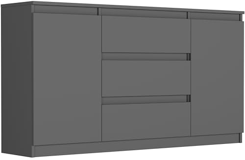 Framire Kommode mit Schubladen und Schränken Anthrazit, 140 x 40 x 76 cm - Modern R140S3