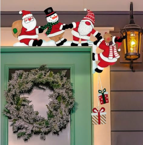 AKSXU Lustige Weihnachtsdekorationen Home Decor Tür Sitter Holz Rahmen Ecke Dekoration für Spiegel Schrank Stuhl Schublade Möbel (Santa)