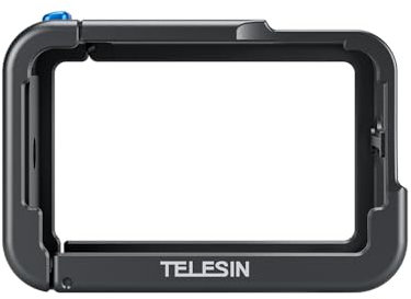TELESIN Ultralight Aluminum Housing Metal Cage for DJI Action 5 Pro Action 4 Action 3, Fits with ND CPL Lens Filter, Protective Frame Housing with 1/4 Cold Shoe for Video Light Microphone