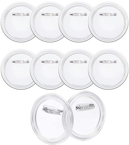 Lot de 18 badges à faire soi-même, sans machine à boutons, transparents, 75 mm, avec épingle à nourrice, en acrylique, pour image, photo, vêtements, école, Plastique