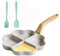 Gohytal Poêle à œufs en forme de cœur à 4 trous - Anti-adhésive - Poêle à pancake à induction - Avec spatule en silicone et brosse - Pour le petit-déjeuner, les pancakes, les omelettes, les saucisses,