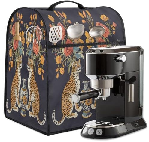 Mexpekil Coffee Maker Machine Dust Covers with Top Handle, Cheetah Rose Vase Kitchen Mixer Stand Jacket Blender Dust Resistant Protective Cover