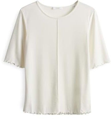 OPUS Damen Kurzarmshirt | Shirt SIROSA Slim aus ECOVERO™ Viskose Mix Milk, 42