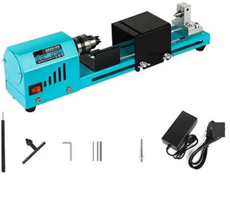 Rifilatore Fresatrice Verticale, 1 Set 150W Mini Tornio for legno Velocità regolabile Utensile rotante Buddha Perla Tornio Rettifica Lucidatura Strumento for la lavorazione del legno fai-da-te 12V / 2