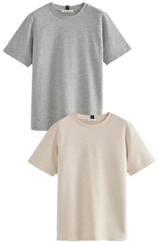NEXT Damen T-Shirts in Schwerer Qualität, 2er-Pack Hafermehl 40