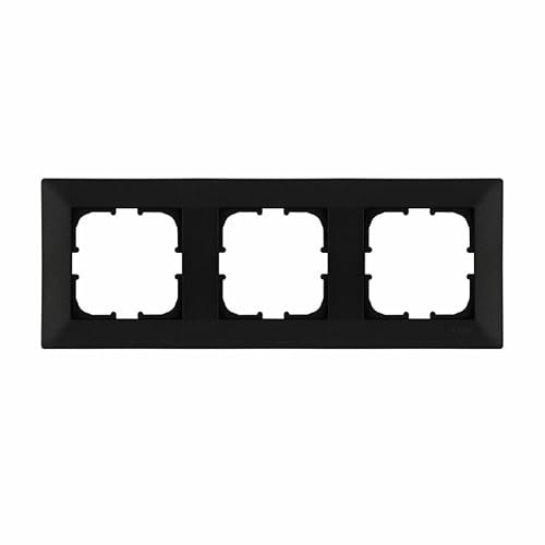 EXEN - Serie ODAK Rahmen 3-fach für Lichtschalter und Steckdose - Panel für Wandlichtschalter und Steckdosen - Schwarz Metallic - 224mm - O103/14E