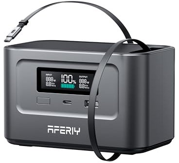 AFERIY 31000mAh/99.2Wh Portable Power Station, 100W Camping Power Bank Solar Generator with LiFePO4 Battery USB/Type C Outlet, Built in Extension Cable for Outdoor Travel and Business Trips