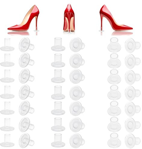21 Pairs Clear Heel Stoppers, Heel Stoppers for Grass, 3 Sizes Shoe Heel Savers, Heel Repair Caps Covers, for Women Wedding Shoes Stops Sinking into Grass, Transparent