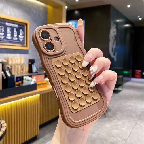 GXZJFC Coque de Protection en Silicone Souple avec Ventouse pour iPhone 16, 15, 11, 12, 14, 13 Pro Max, 16, 7, 8 Plus, 16e, X, XS Max, XR, Marron