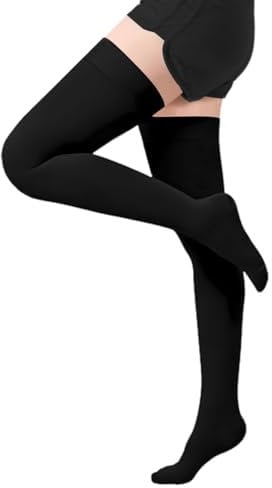 20-30 mmHg Medizinische Kompressionsstrümpfe Damen Herren Klasse 2, Stützstrümpfe Strümpfe, Lang ThrombosestrüMpfe mit Silikonband Geeignet für Krampfadern Ödeme Flug (Schwarz, M)