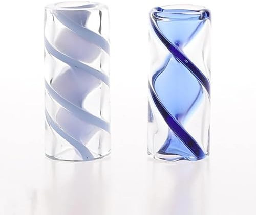 420Spire - Set di 2 bocchini in vetro con design a spirale, filtro in vetro riutilizzabile, Ø 12 mm, filtro in vetro (colori casuali)