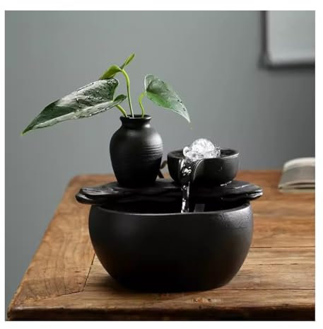 zhangrui1888 Fuente de sobremesa Pequeño dispensador de Agua, decoración de Fuente, circulación de Sala de Estar, decoración de humidificador de Escritorio de Oficina Cascada de Interior