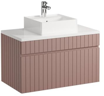 Vente-unique-Mueble de baño Flotante Rosa con Lavabo sobre encimera - 80 cm - SATARA