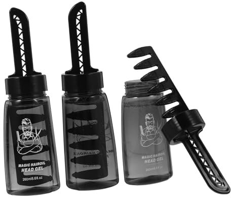 VALICLUD 3 Stück Leere Haargel Flasche mit Kamm Haargel für Herren Styling für Friseure und Zuhause aus Hochwertigem Leicht zu Handhaben
