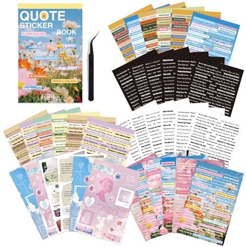 Motivierende Zitate & Positive Affirmationen Sticker – 48 Blatt, 2800+ Vinyl Aufkleber | Vorgestanzt, Easy Peel, Rückstandslos | Für Journaling, Bullet Journal, Scrapbook & Junk Journal