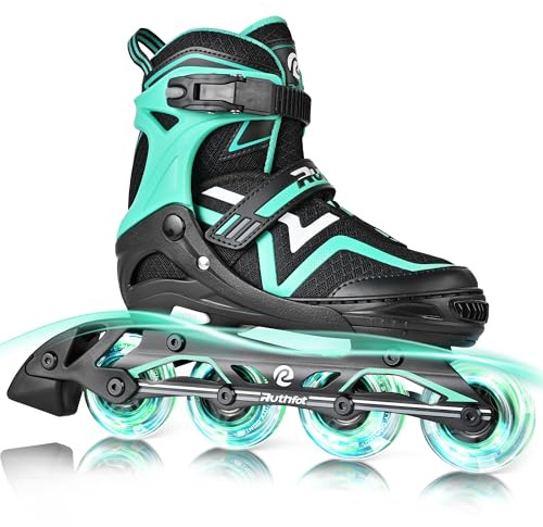 Ruthfot Verstellbare Inline Skates für Kinder Jungen und Mädchen, Leucht-Skates für Kinder von 6-12 Jahren Outdoor-Leuchtpatinen für Frauen und Männer