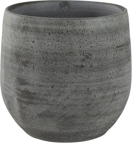 Indoor-Helden Blumentopf Esra Ø 13 cm Höhe 16 cm, handgefertigter Übertopf Grau, Übertöpfe für Zimmerpflanzen, Pflanzentopf, Keramik-Pflanzgefäß