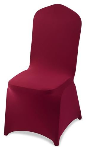 VEVOR 50 Pcs Burgundy Chair Covers, Polyester Spandex Chair Cover, Stretch Slipcovers for Wedding Party Dining Banquet Flat-Front Chair Covers, Fits Chair Measures up to 20.08 x 17.72 x 37.4 inch