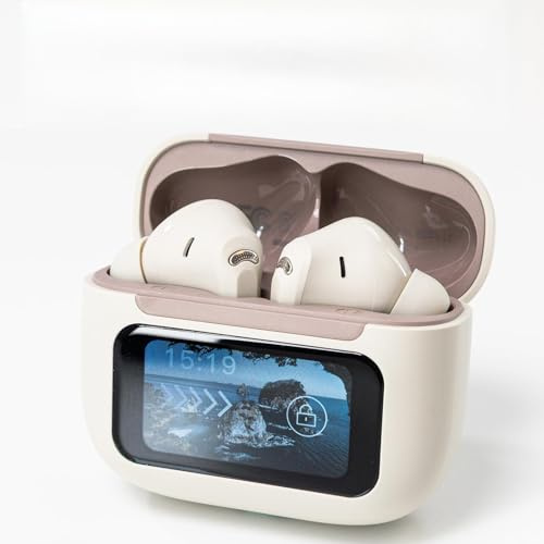 AGM Buds 9 Kabellose Ohrhörer mit Smart Screen Ladecase, Steuerung ohne Handy, ANC Noise Cancelling, Bluetooth 5.4, Tiefer Bass, ENC für klare Anrufe, 24H Spielzeit, IPX4 Wasserdicht