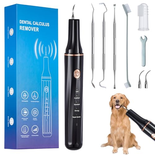 GROWNEER Zahnreinigungsset Ultraschall für Hund, Zahnreiniger für Haustiere zum Entfernen von Zahnstein & Zahnbelag, mit LED-Licht, Hundezahnbürste zur Zahnpflege, Fingerzahnbürste