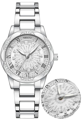NIBOSI Armbanduhr Damen Analoges Quarz Drehbares Zifferblatt mit Diamanten | 30M Wasserdichte Zierlicher Luxus Modisches elegantes klassisches DamenUhren