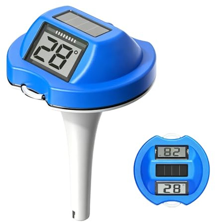 Thermomètre de Piscine Numérique à énergie Solaire, Thermomètre de Piscine Solaire avec Écran d'Affichage Double Face, Thermomètre Piscine Flottant pour Spas, Bains Froids et Piscines